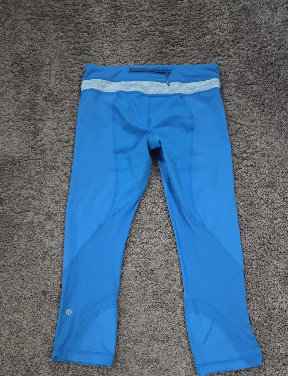 lululemon athletica Bright Blue Swim Tights with Light Gray Waistband